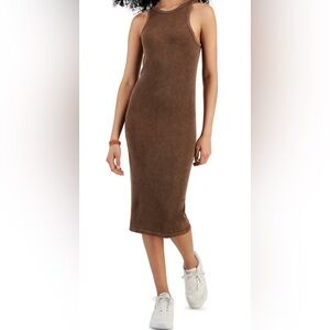 Sleeveless Brown Midi Bodycon Dress From Crave Fame, size Medium